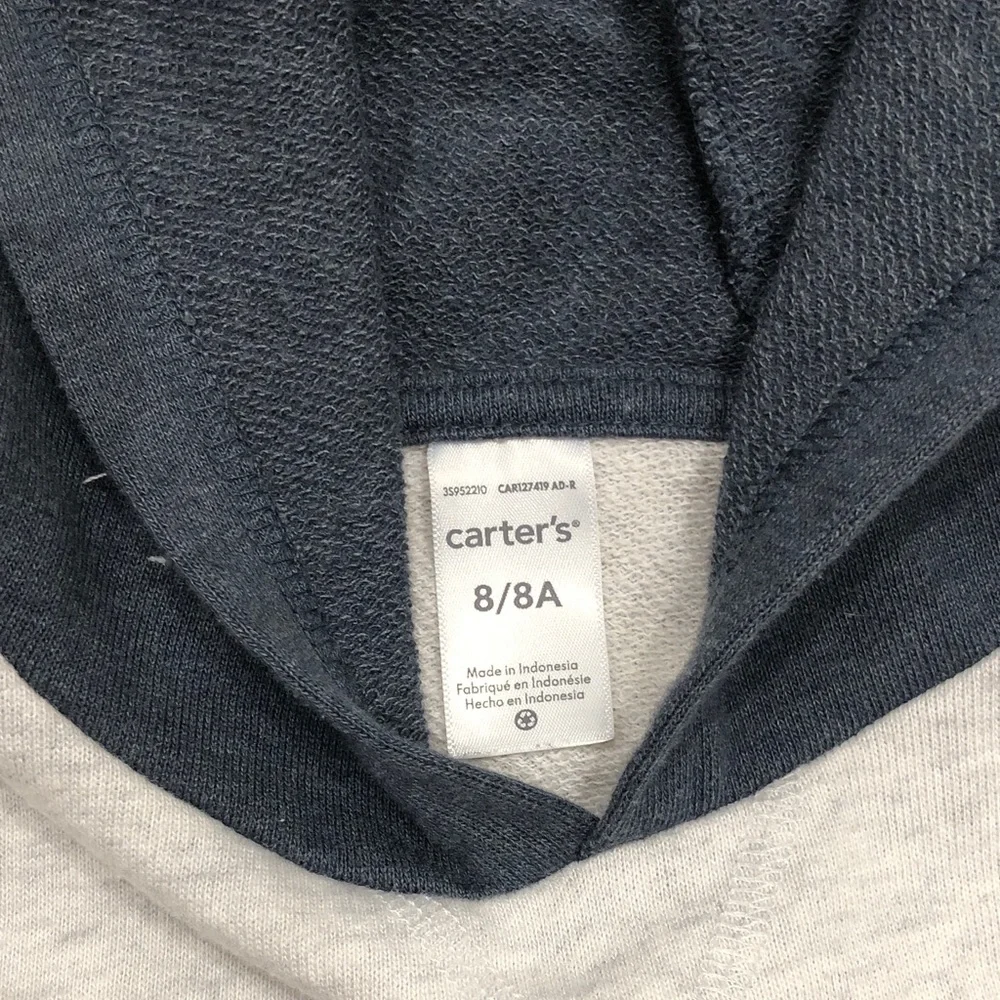 Carter's Light Gray Short-Sleeve Hoodie with Navy Hood